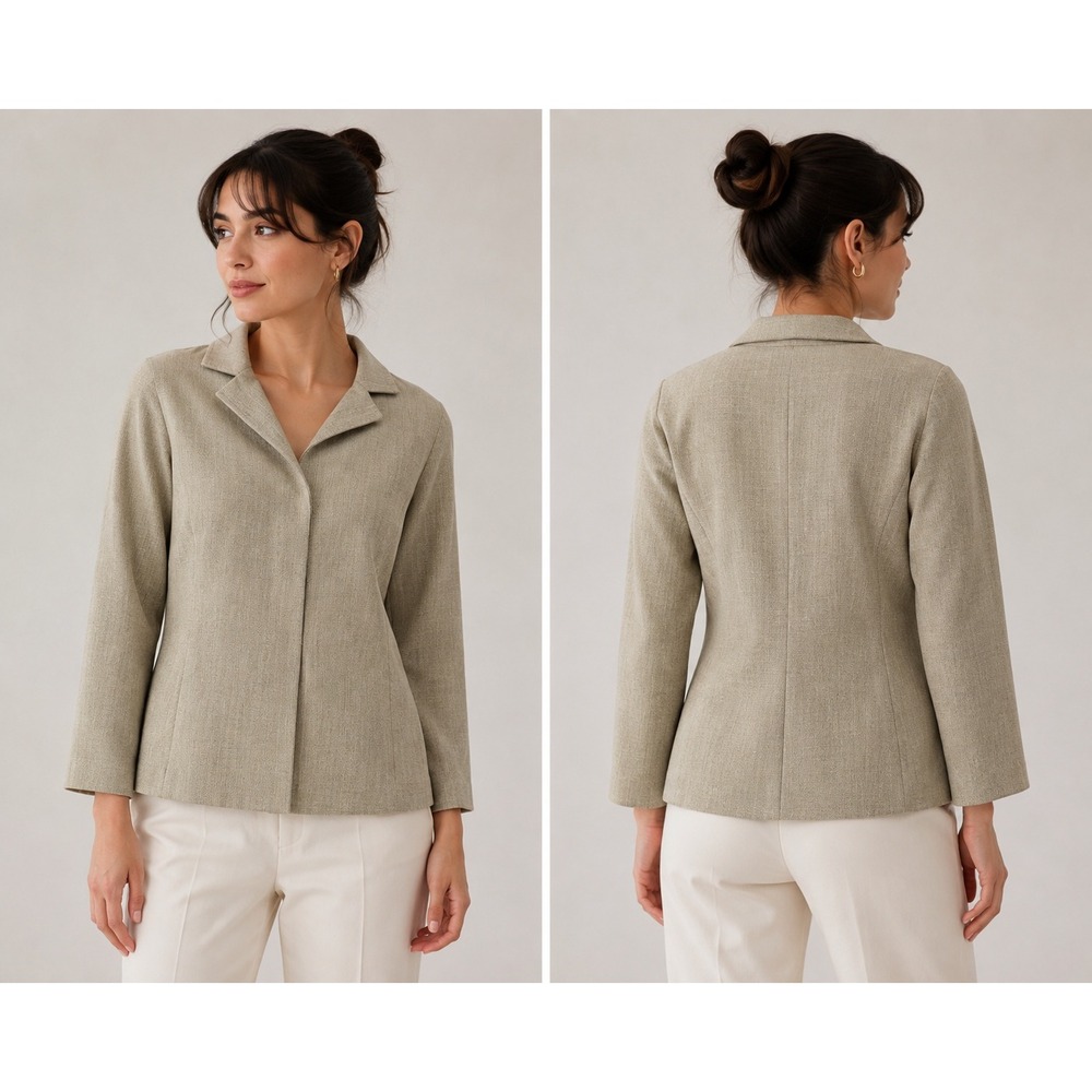 Akris Blazer Womens 6 Oatmeal Wool Blend Hook Switzerland Old Money Professional